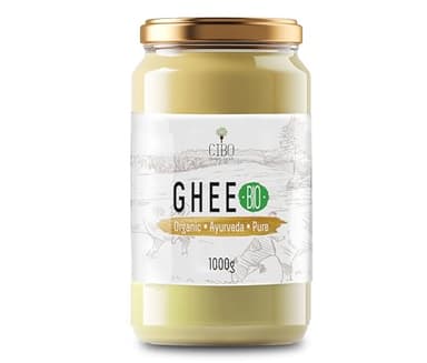 Cibo Ghee Bio 1KG - Sans Lactose Beurre Clarifié d'Italie - Lait de Parmigiano Reggiano - Nourri à l'Herbe - Parfait pour Cuisine, Café Bullet, Tartiner - Ghee Bio Haut de Gamme
