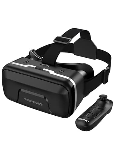 TECKNET Lunettes de réalité virtuelle 3D pour téléphones portables, avec HD 110° FOV, anti-lumière bleue et verres réglables, compatibles avec iPhone, Samsung et smartphones Android (4,7-7,2")