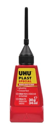 UHU Plast Spécial - Colle Pour Le Modélisme En Plastique, Flacon Aiguille, Transparente, Tube 34 Ml