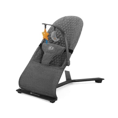 Kinderkraft MIMI Transat bébé, Balancelle de La Naissance à 9 Mois, Dossier réglable sur 3 niveaux, Pliable à plat, Facile à transporter, Arche avec jouets, Gris