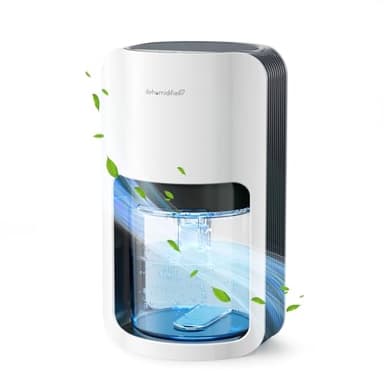 QEXREED Deshumidificateur d'air 1200ml, Electrique avec 7 Lumières LED, Dégivrage Automatique, Silencieux, Portable, Blanc, Mode Automatique, Pour Maison, Chambre, Bain, 15 m²