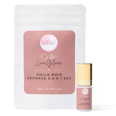 Une Pause Poudrée - LOUGLUE Colle Noire à Extension de Cils pour Professionnels - Colle Faux Cils Séchage Ultra Rapide (0,5 à 1 sec) Facile à Travailler et Tenue Longue Durée - Marque Française (5ml)