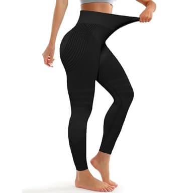Leggings Anti Cellulite Femme, 3D Legging Compression, Minceur Taille Haute sans Couture, Pantalon de Sport Yoga Fitness Sculptant (FR/ES, Alpha/Lettres, M, Taille Normale, Taille Normale, Noire)