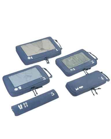 ECOHUB 5 Pièces Compression Organisateur Valise Cabine Rangement Valise Packing Cubes kit Voyage Accessoires Organiseurs de Sacs à Main(Bleu pur)