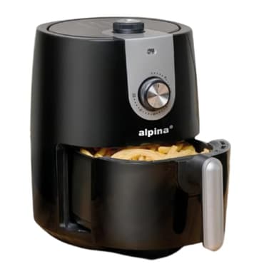 alpina Air fryer 2L - Airfryer Adaptée pour 2 à 3 Personnes - Friteuse sans Huile Electrique avec Minuterie et Température Réglable - Plastique - Noir