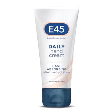 E45 Crème quotidienne pour les mains E45-50 ml - Pour les mains très sèches - Crème hydratante pour les mains sèches et sensibles - Crème de réparation des mains non grasse - Formule à absorption
