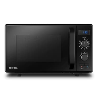 Toshiba MW2-AG23P (BK) Four à micro-ondes 900 W 23 L avec Fonction Grill 1050 W, 8 Menus Automatiques, Fonction ECO, Plateau Tournant avec Mémoire de Position, Noir