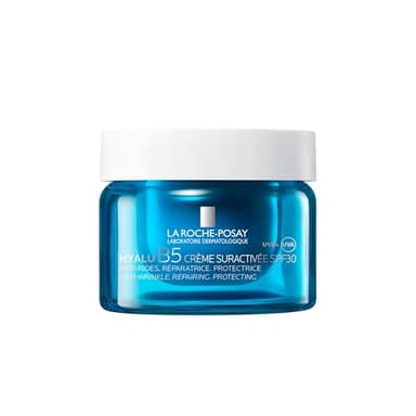 La Roche-Posay, Hyalu B5, Crème Suractivée SPF30, Crème Visage Raffermissante, Lissante, Repulpante, Anti-UV, Enrichie en Acide Hyaluronique et Vitamine B5, Tous Types de Peaux, Rechargeable, 50 ml