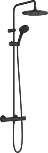 Hansgrohe tête 240mm, Noir Mat, Colonne de Douche économie d'eau Vernis Blend, avec mitigeur thermostatique, 1 Type de Jet (EcoSmart), 26428670