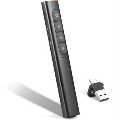 VOVIGGOL Telecommande Ordinateur Powerpoint USB/Type-C 2 en 1 avec Volume Lien Hypertexte,2.4GHz USB Presentation Cliqueur Zapette Powerpoint Pointeur Slide Présentateur Sans Fil Mac iPad PC N29 Noir