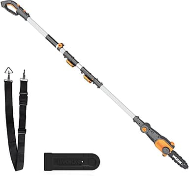 WORX - Élagueuse -Tronçonneuse sans Fil 20V - Télescopique - Guide de 20 cm - Hauteur de Coupe Jusqu'à 3,6m - Avec Harnais et Gaine de Lame - Livrée sans Batterie ni Chargeur - WG349E.9