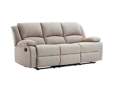 LOUNGITUDE - DETENTE - Canapé de Relaxation - Manuel - 3 Places - Inclinaison réglable - en Tissu - Beige -L193cm