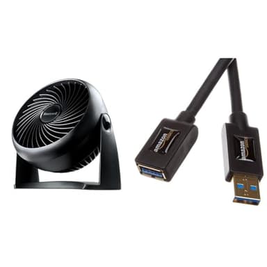 Honeywell HT-900E Ventilateur turbo puissant et silencieux et câble d'extension USB 3.0 AmazonBasics (A mâle vers A femelle) 3 m (rétrocompatibilité avec USB 2.0 et 1.1)