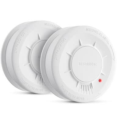 LIORQUE Détecteur de Fumée, Capteur 10 Ans, Pile Remplaçable 5 Ans de Batterie, Bouton Test/Silence, 85 DB, Conforme à la Norme EN14604, Blanc, 2 pièces