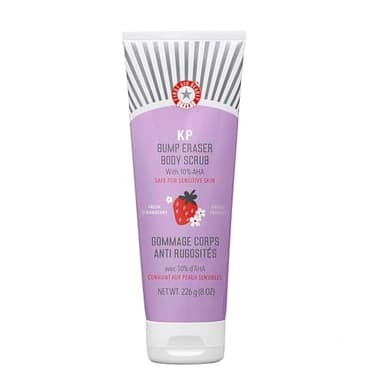 First Aid Beauty - Gommage corporel KP Bump Eraser 10% AHA, exfoliant kératose pilaire glycolique lactique, aide réduire bosses cutanées