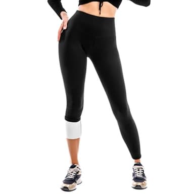 SINOPHANT Legging Doublé Polaire Femme, Pantalon Polaire Femme Thermique Taille Haute Chaud Hiver, Noir, M