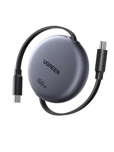 UGREEN 1M Câble USB C vers USB C PD 100W 20V 5A Rétractable Type C Charge Rapide et Sync Compatible avec iPhone 17 Pro Max Air 16 15 14 Galaxy S25 Ultra S24 iPad Air mini MacBook Pro Air (Noir)