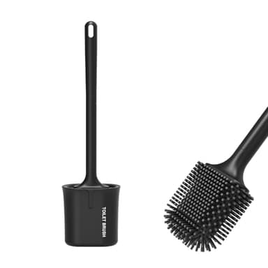 Ibergrif M34156B Brosse Toilettes WC Silicone, Balai Toilette WC, Noir