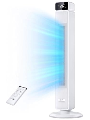 Ezify Ventilateur Colonne, 7,3 m/s Grand Volume 30 dB D’air Ventilateur Colonne Silencieux avec Télécommande, Oscillation 90°, 6 Vitesses, Minuteur 12H, Ventilateur Tour pour Pièces, Bureaux