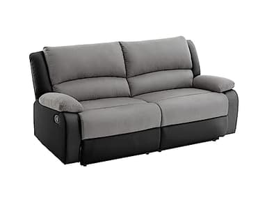 LOUNGITUDE - DETENTE - Canapé de Relaxation - Manuel - 3 Places - en Simili/Microfibre - Noir/Gris -L193cm