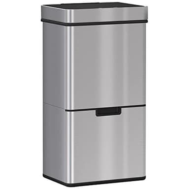 HOMCOM Poubelle de cuisine automatique Tri Sélectif 72L avec 3 compartiments - en acier inox - 42 x 30 x 81 cm