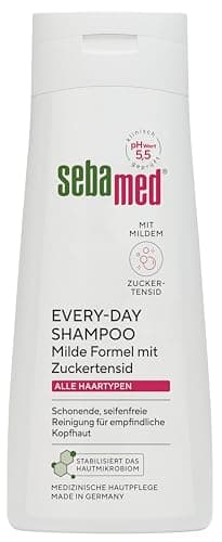 Sebamed Shampoing Every-Day 200 ml pour homme et femme, nettoyage en douceur sans savon pour cuir chevelu sensible, particulièrement doux grâce à la formule tensioactive sucrée, convient à tous les
