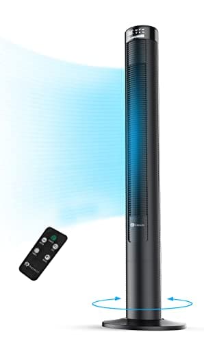 PureMate Ventilateur de refroidissement oscillant 117 cm avec télécommande, 3 vitesses de ventilation, 4 modes, minuterie 12-H, ventilateur sans lame silencieux 45 W pour la maison