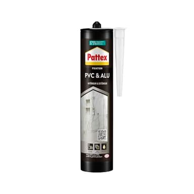 Pattex | Colle Fixation PVC & Alu (cartouche de 450 g) – Colle blanche haute performance flextec multi-matériaux – Mastic résistant à l'eau pour intérieur & extérieur