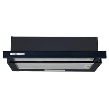 HEINNER HTCH-440GBK Hotte Aspirante Encastrable 60 cm, Télescopique Écran plat Hotte Cuisine, Évacuation 329,6 m³/h, 2 niveaux, noire