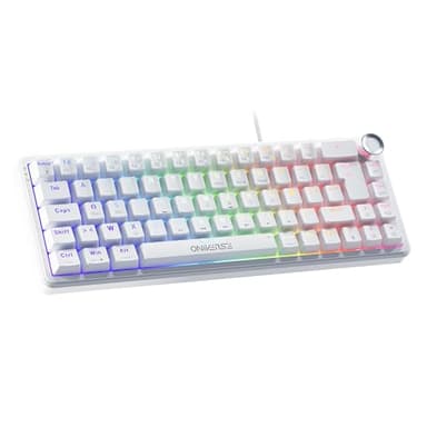 Oniverse Clavier Gaming magnétique Filaire 65% - Commutateurs Hall Effect, Rapid Trigger, Actionnement réglable 0,1 mm, Anti-ghosting, 8 000 Hz, LED, AZERTY, pour PC/Mac - Maegnus (Luxion White)