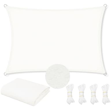 WOLTU Voile d'Ombrage Imperméable en PES, 200 g/m² Polyester, Toile Parasol Protection Solaire et Rayons UV avec Œillets D et Cordes pour Patio Balcon Terrasse Camping Extérieur, 2x4 m, Beige