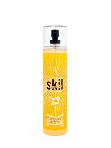 SKIL - Brume Parfumée Femme Pailletée Party Time - Collection Night Call - Parfum Musc Vanille - Flacon Vaporisateur 250 ml - Fabriqué en France à Grasse