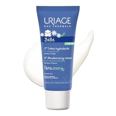 Uriage Bébé Crème Hydratante Visage - Edelweiss Bio et Beurre de Karité - Hydrate et Protège contre la Sécheresse - Absorption Rapide et non Collante - 97% d’Ingrédients d’Origine Naturelle - 40ml