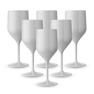 BRYNA - Set de 6 Pièces Verres Croisiere 25 Cl en Polycarbonate (Plastique Rigide), 100% Design Italien, Verres Incassables, Verres à Vin Réutilisables et Lavables au Lave-vaisselle, Blanc
