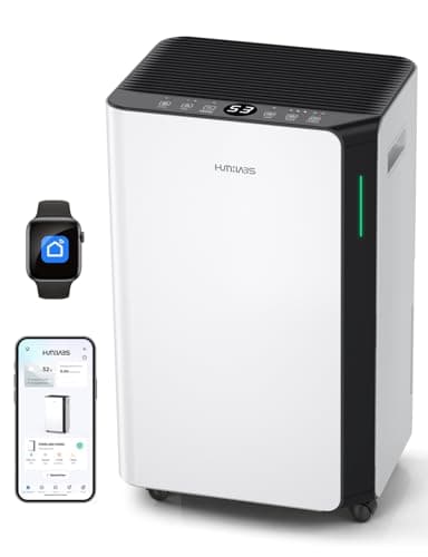 HUMILABS Déshumidificateur électrique 20L pour pièces de 60m²/App & WLAN déshumidificateur/avec tuyau de vidange/réservoir d'eau de 4,5L/3 modes de fonctionnement/minuterie 24h
