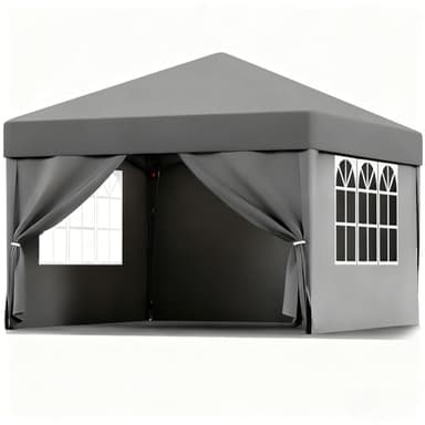 ISE Tonnelle Pliante 3x3, Tonnelle de Jardin Exterieur 3x3, Barnum Pliant 3x3M Professionnel avec Rideaux, Tente Pliante 3x3M avec 3 Hauteur Réglable, Tonnelles de Camping Résistant Protection UV50+
