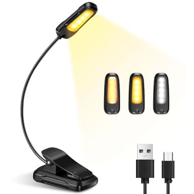 Diboniur Lampe de Lecture pour Livre, Liseuse LED Rechargeable, 3 Modes de Luminosité x 3 Couleurs (Blanc/Chaud/Blanc Chaud), 360°Cou Flexible, Lampe Liseuse pour Lire des Livres au Lit, Voyage