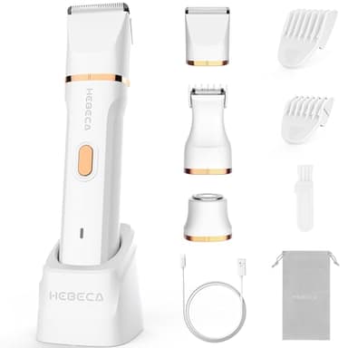 Hebeca Tondeuse de bikini électrique 3 en 1 pour femme – Rasoir faciale et intime pour peaux sensibles – Imperméable et rechargeable