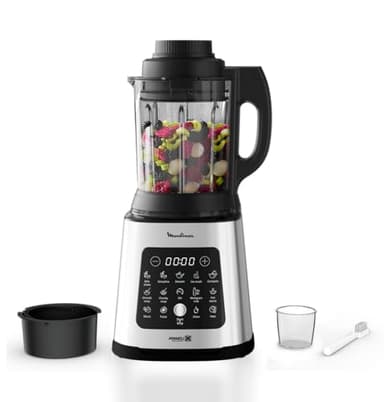 Moulinex Blender chauffant, 1400 W, 10 programmes automatiques, Lames amovibles, Fonction nettoyage en profondeur, Panier vapeur, Perfectmix Cook LM83SD10, Métal