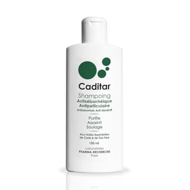 Caditar Antiséborrhéique • Shampoing Assainissant • Flacon 150ml • Sans Parabene, Sans Phénoxyéthanol et Sans Silicone • Fabriqué en France par LABORATOIRES BIO-RECHERCHE