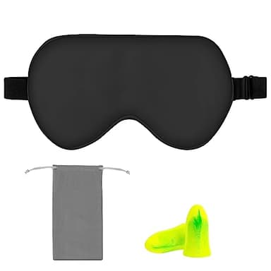 Amazon Basics Masque de sommeil en véritable soie naturelle de mûrier, noir