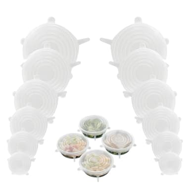 12 Pièces Couvercle Silicone Alimentaire, Couvercle Extensibles En Silicone Sans Bpa, 6 Tailles Différentes Couvre Plat Réutilisable Charlotte Alimentaire Universel Pour Fruits, Bocaux, Bols