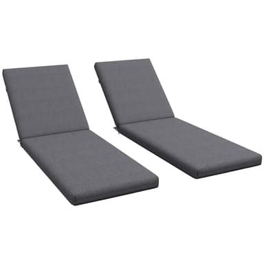 Outsunny Lot de 2 Matelas pour Chaise Longue transat Bain de Soleil avec Sangles d'attache pour Jardin dim. 190,5L x 58,4l x 7H cm Gris