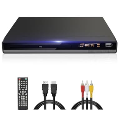 Lecteur DVD HD, DVD-168 Lecteurs DVD Multi-Régions Gratuits pour TV, Lecteur DVDs CD pour Système Stéréo Domestique avec Entrée USB, Sortie HDMI, Sortie RCA, PAL NTSC Intégré, Mise à l'échelle 1080P