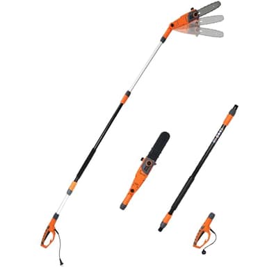 COSTWAY Élagueuse sur Perche Électrique 750 W, Coupe Branche avec Tête Réglable Manche Télescopique 212-286 cm Longueur Guide-Chaîne 20 cm, Taille Haie Filaire Léger Vitesse 11 m/s, Orange