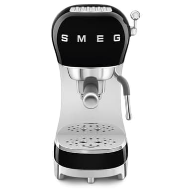 Smeg, Machine à Café Expresso Manuelle ECF02BLEU, Système Thermoblock et Buse Vapeur, 4 Fonctions Expresso, Plateau Amovible, Porte Filtre, Réservoir d'Eau 1 L, Dimensions Compactes, 1350W, Noir
