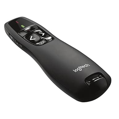 Logitech R400 Télécommande de Présentation sans Fil, 2,4 GHz/Récepteur USB, Pointeur Laser Rouge, Portée de 15 Mètres, 6 Boutons, Commande Intuitive de Diaporama, Indicateur de Batterie, PC - Noir