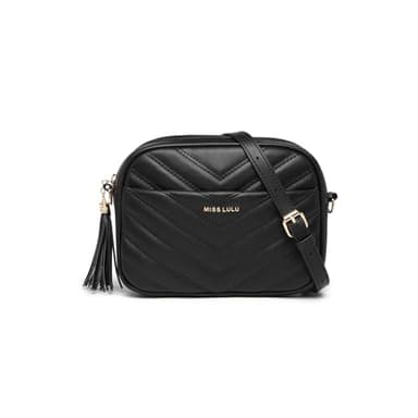 Miss Lulu Sac à Main Bandoulière Petit Fille en Cuir Synthétique, Texture Tressée en V avec Franges, Imperméable Sac Porté Épaule, Cadeau pour Fêtes et Anniversaires