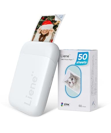 Liene Pearl K100 Mini Imprimante Photo pour iPhone, 2x3 Imprimante Photo Portable avec 50 Zink Papiers à Dos Collant, Bluetooth 5.0, Compatible avec iOS & Android, Application Dédiée (Blanc)