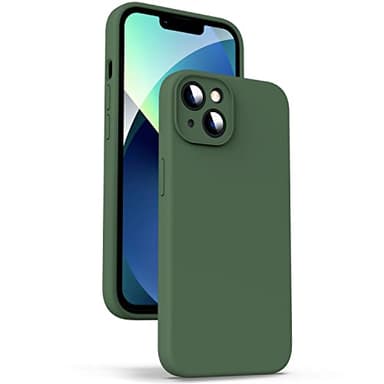 Supdeal Coque en Silicone Liquide pour iPhone 13 Mini, [Protection de la Caméra] [Anti-Empreintes Digitales] [Chargement sans Fil], Étui Housse en Microfibre Intégrée, 5,4", Vert